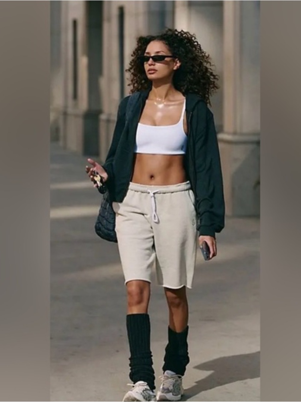 NWOT Free People Movement Heathered Oatmeal colored For The Win Long Shorts L
